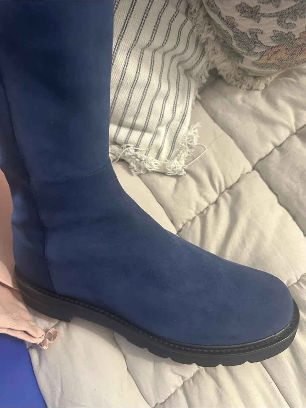 Stuart Weitzman Women’s Over-the-Knee Boots in Navy Suede NIB